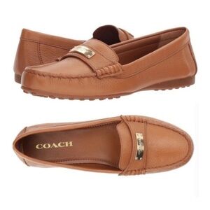 COACH FREDRICA Brand New LEATHER COGNAC COLOR LOAFERS SIZE 8 GOLD HARDWARE